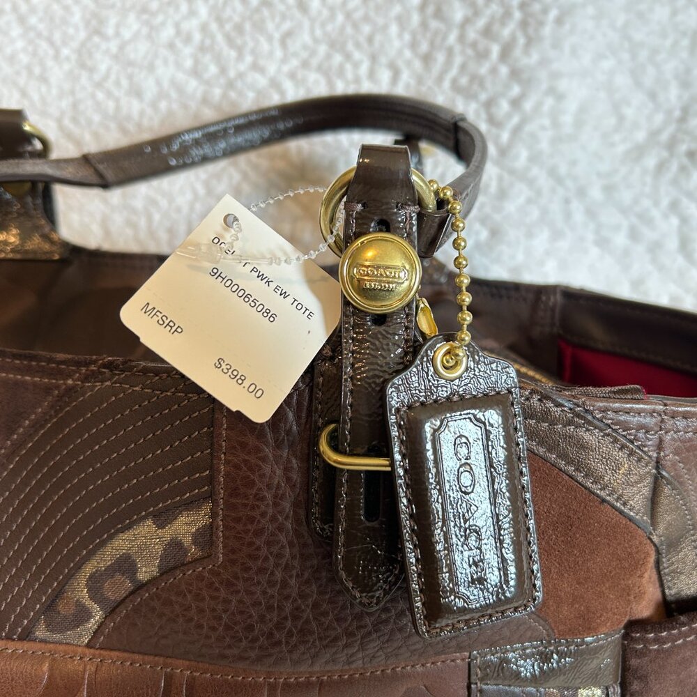 COACH PURSE NWT Patchwork Collection Brown/Gold/Leather/Suede - Picture 12 of 16